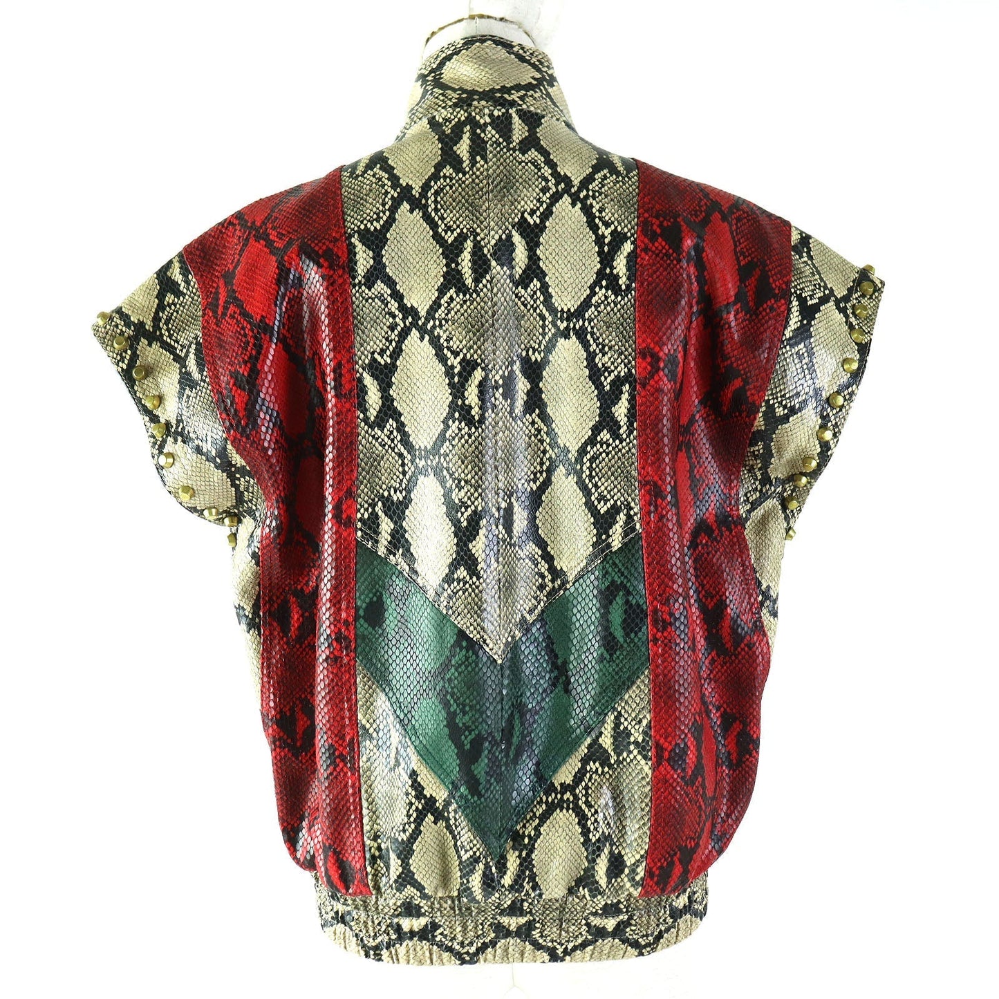 GUCCI Bomber jacket 539488 Cowhide Beige green red 38