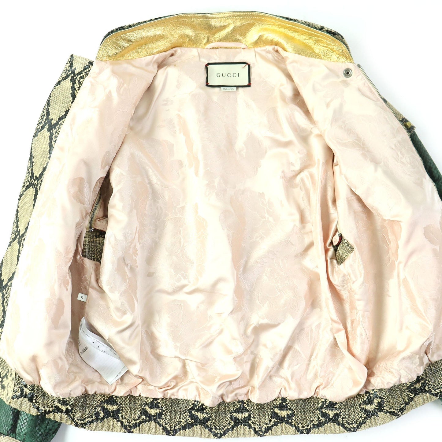 GUCCI Bomber jacket 539488 Cowhide Beige green red 38