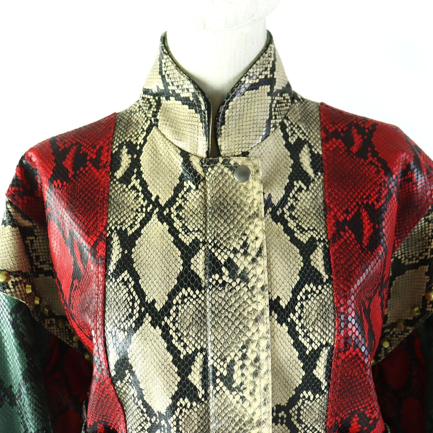 GUCCI Bomber jacket 539488 Cowhide Beige green red 38