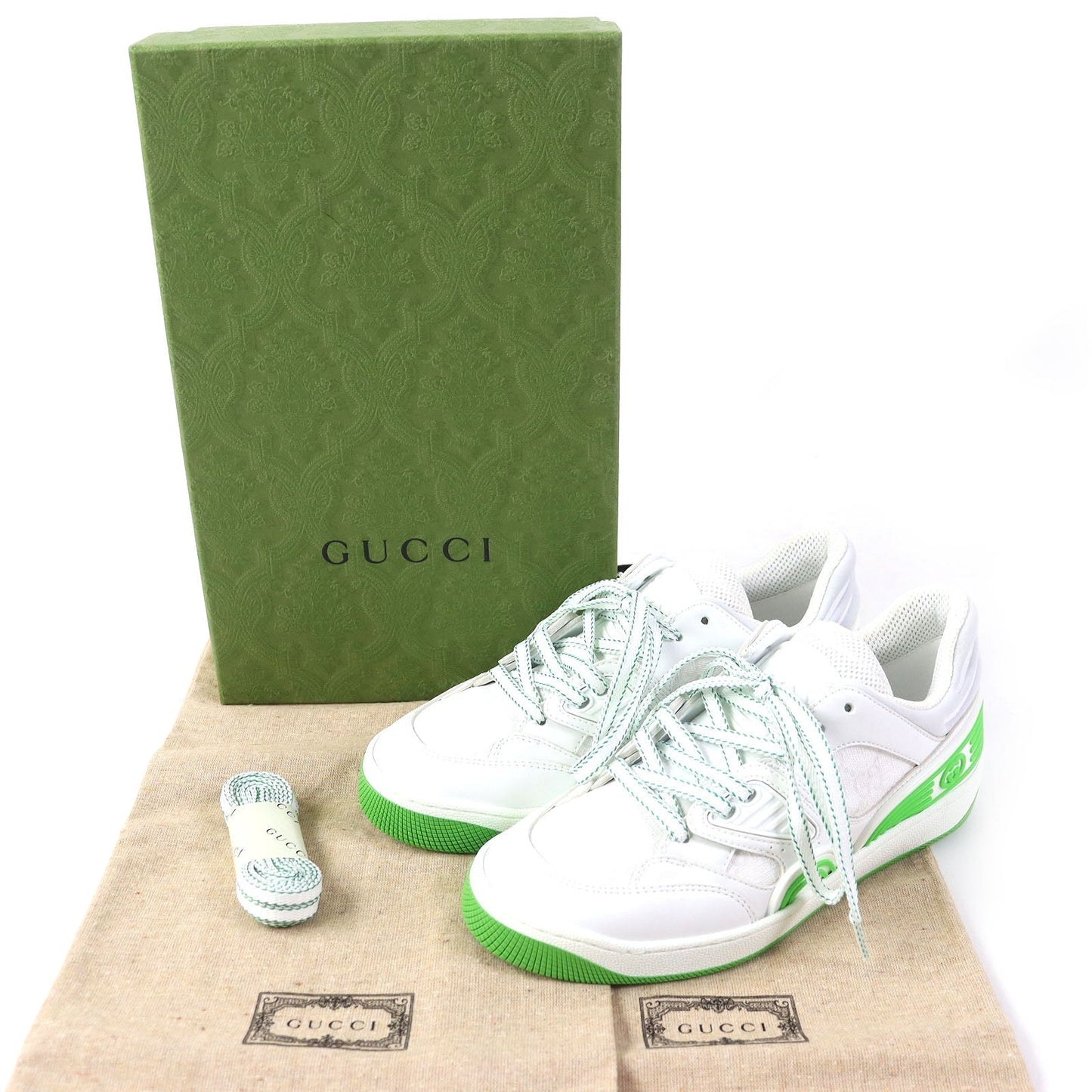 GUCCI Low cut sneakers 700290 PVC White green 35