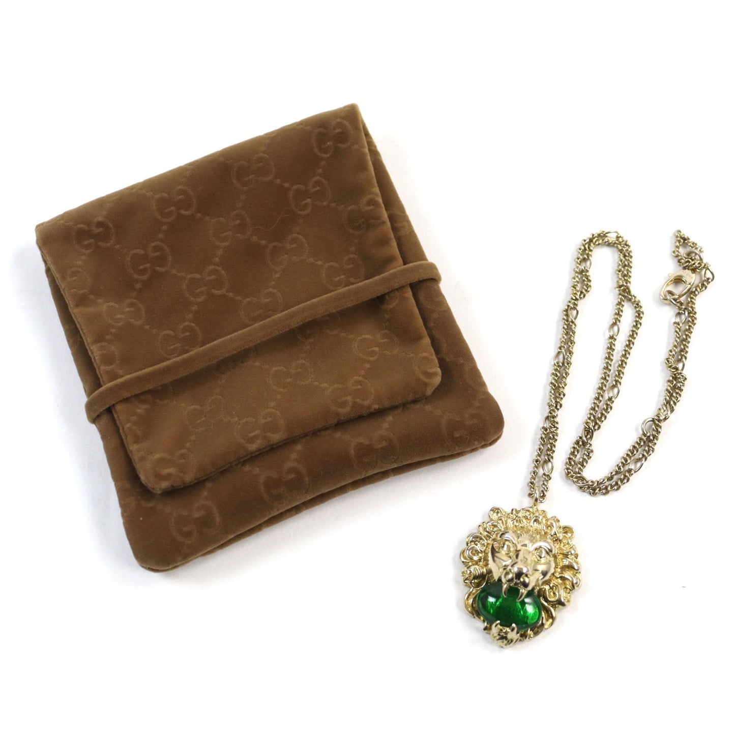 GUCCI Necklace Gold Plated Gold green 412885