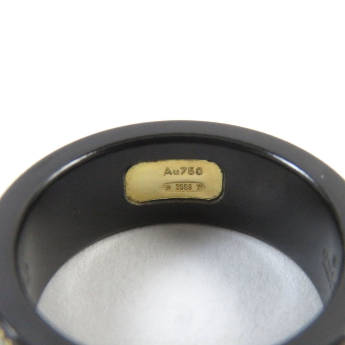 GUCCI Ring 606826 Black synthetic corundum Black gold 12