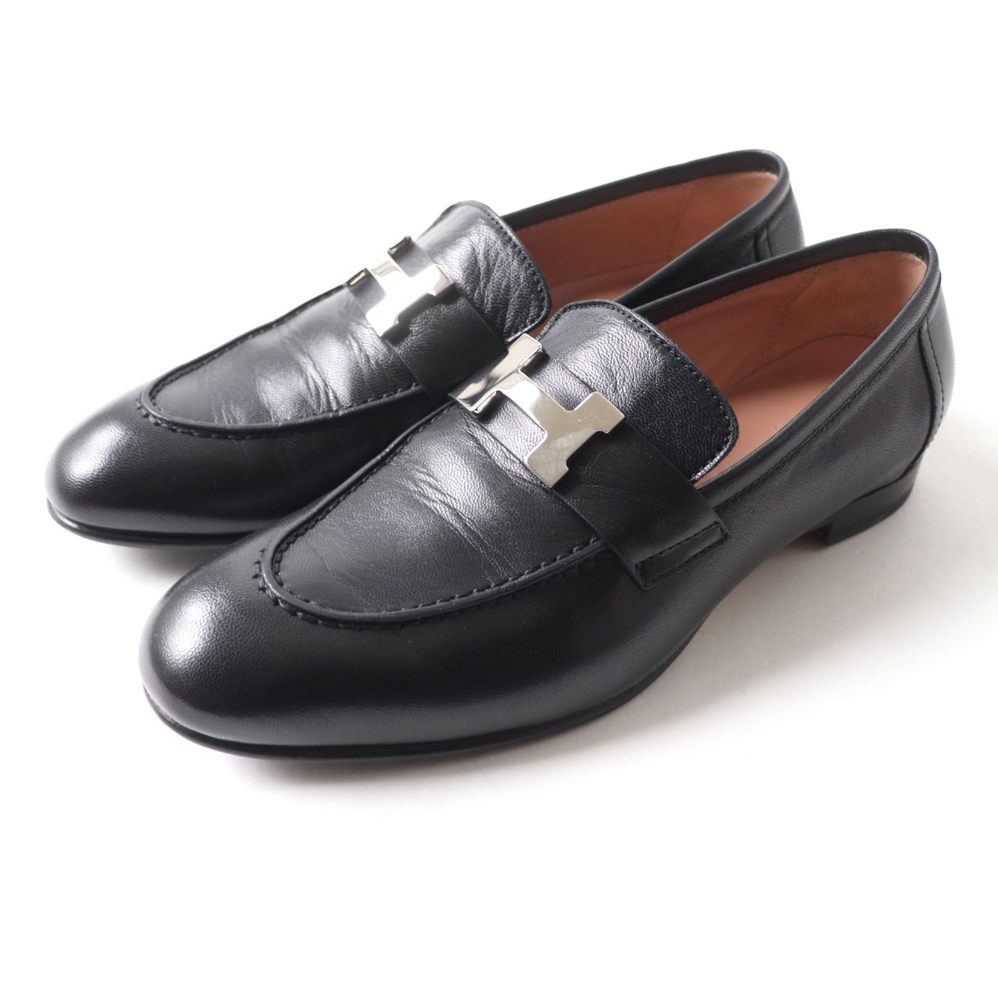 HERMES loafers leather black Paris Constance 35.5