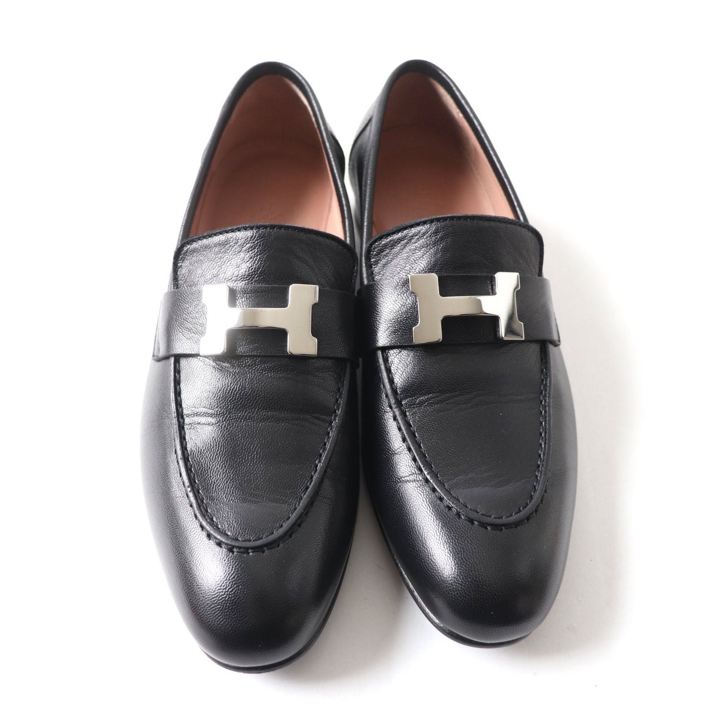HERMES loafers leather black Paris Constance 35.5