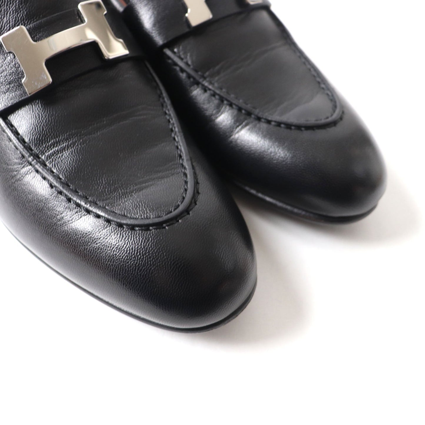 HERMES loafers leather black Paris Constance 35.5