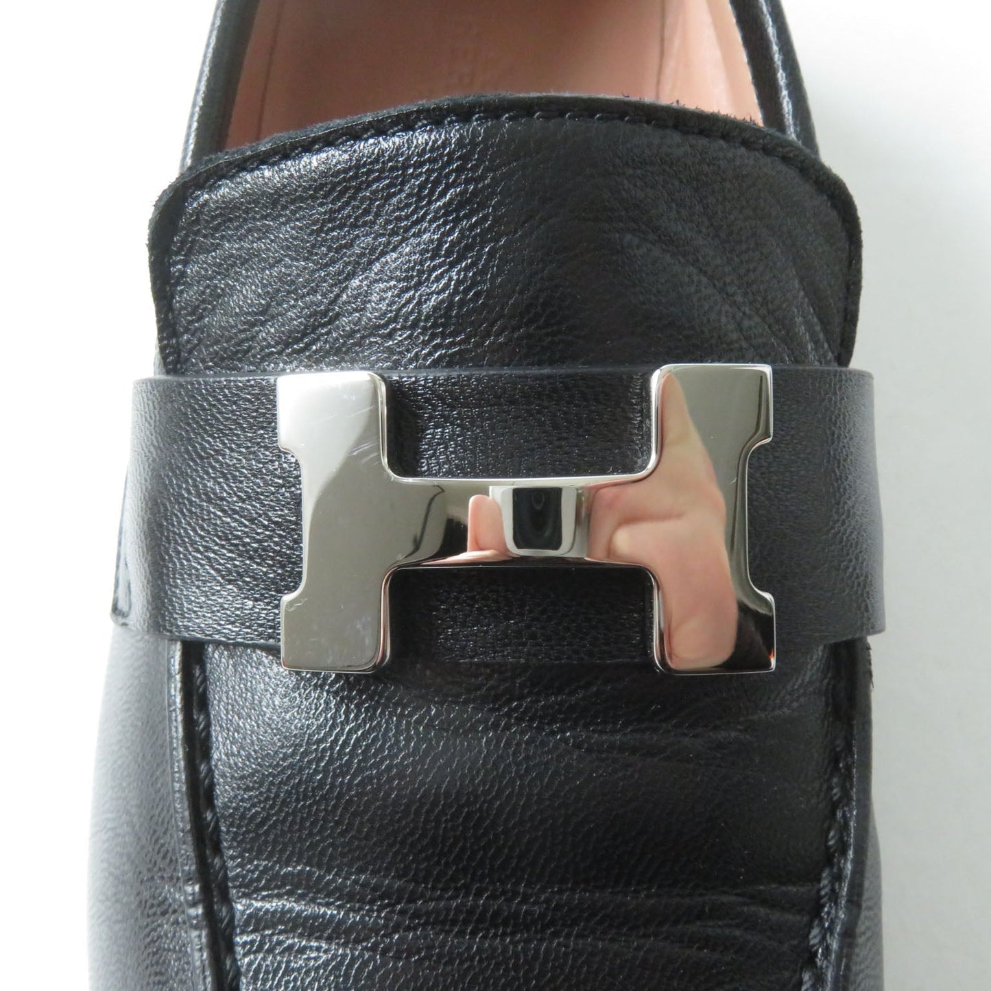 HERMES loafers leather black Paris Constance 35.5