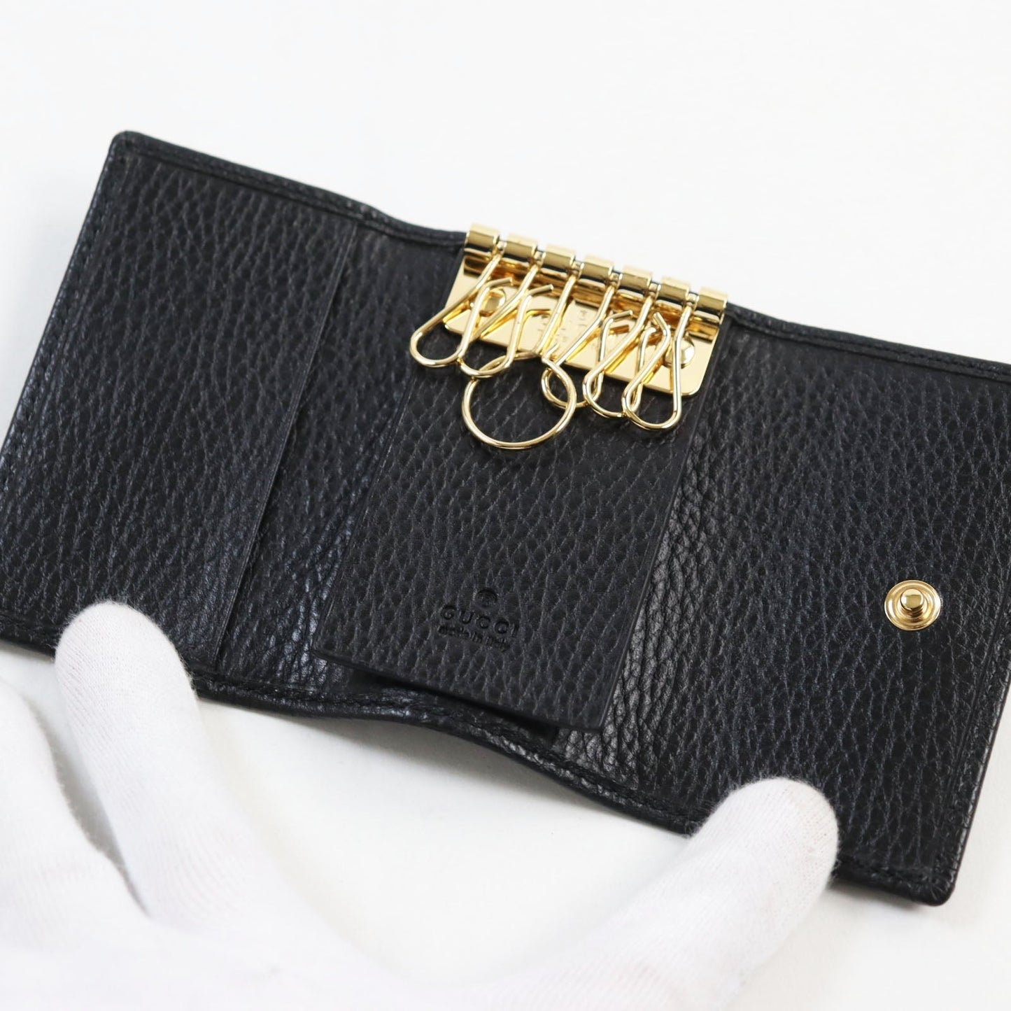GUCCI Key case Key holder  456118 leather black