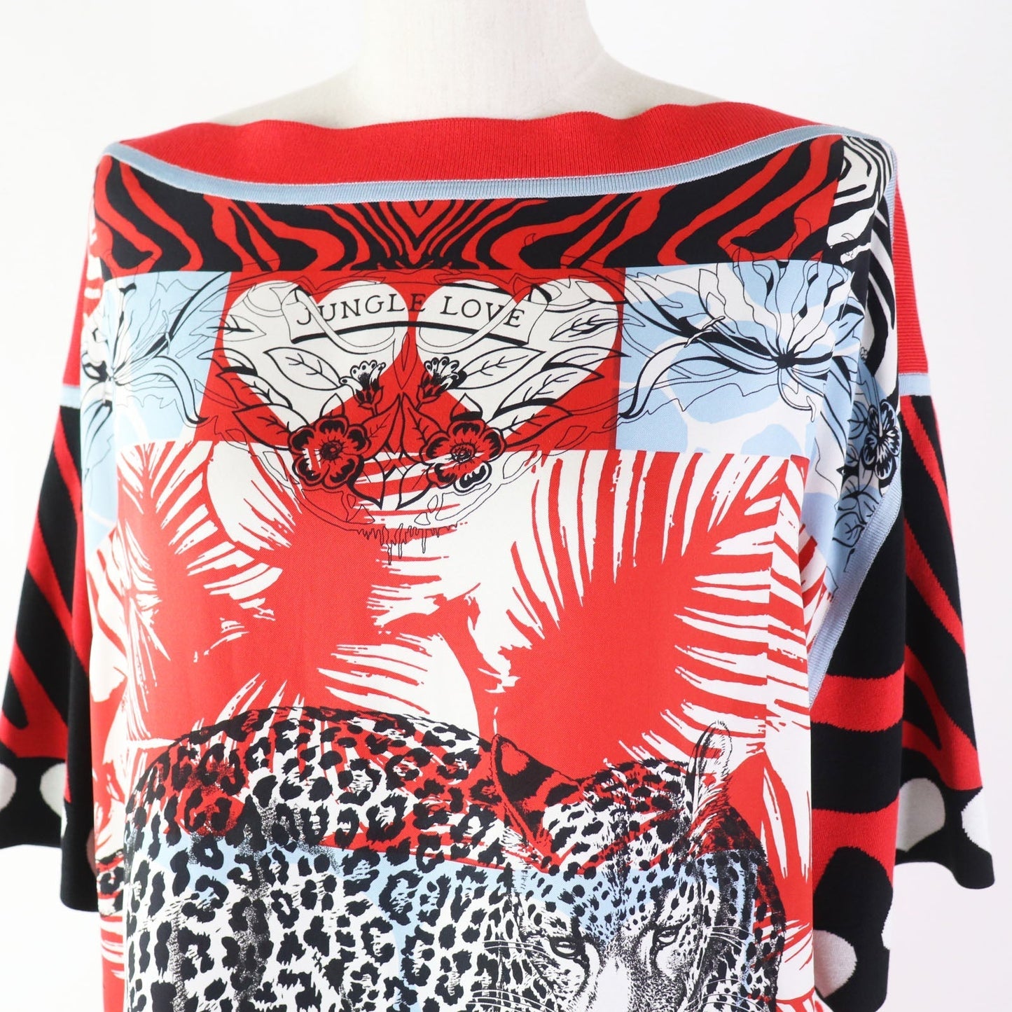 HERMES one piece 3E2827D3 silk Red JUNGLE LOVE 38