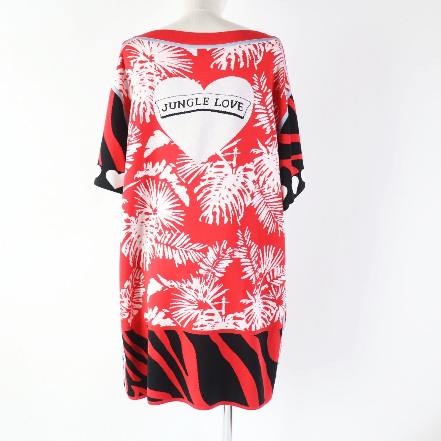HERMES one piece 3E2827D3 silk Red JUNGLE LOVE 38