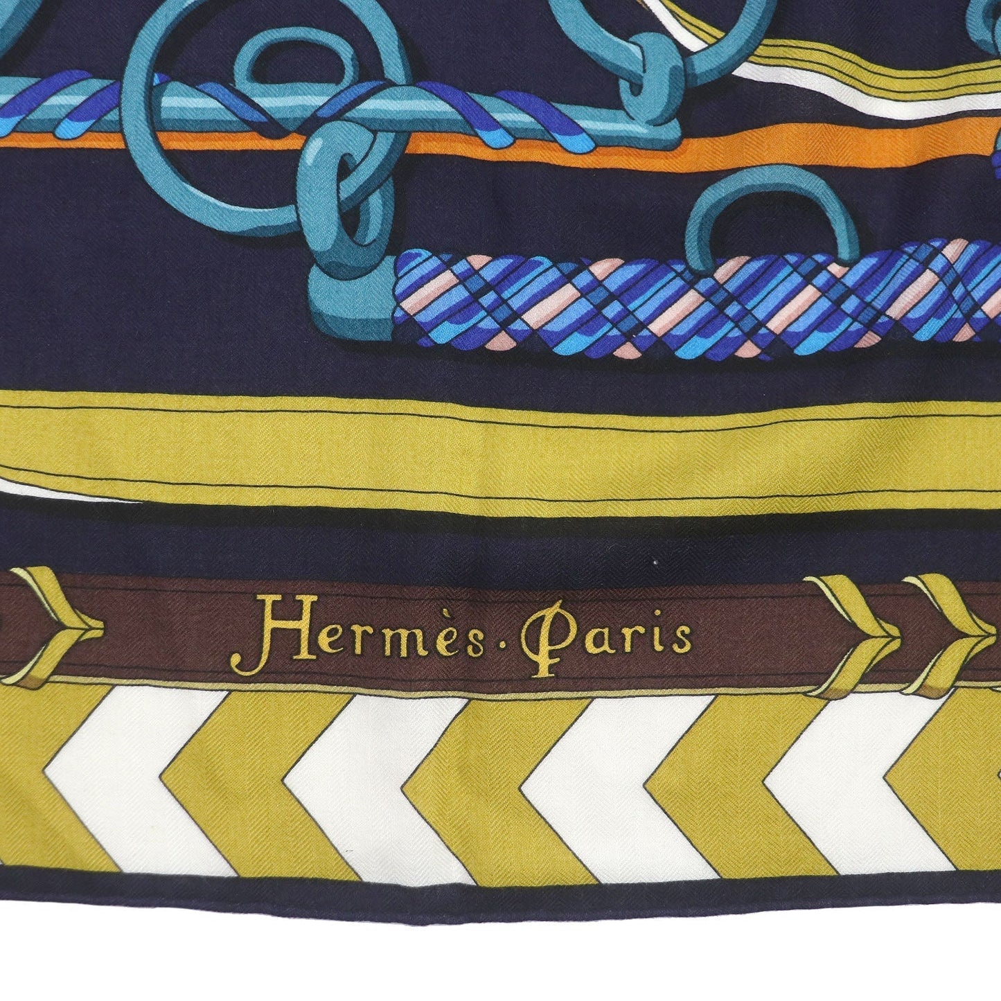 HERMES Stall Main: 70% cashmere, Main: 30% silk Navy type Women Used