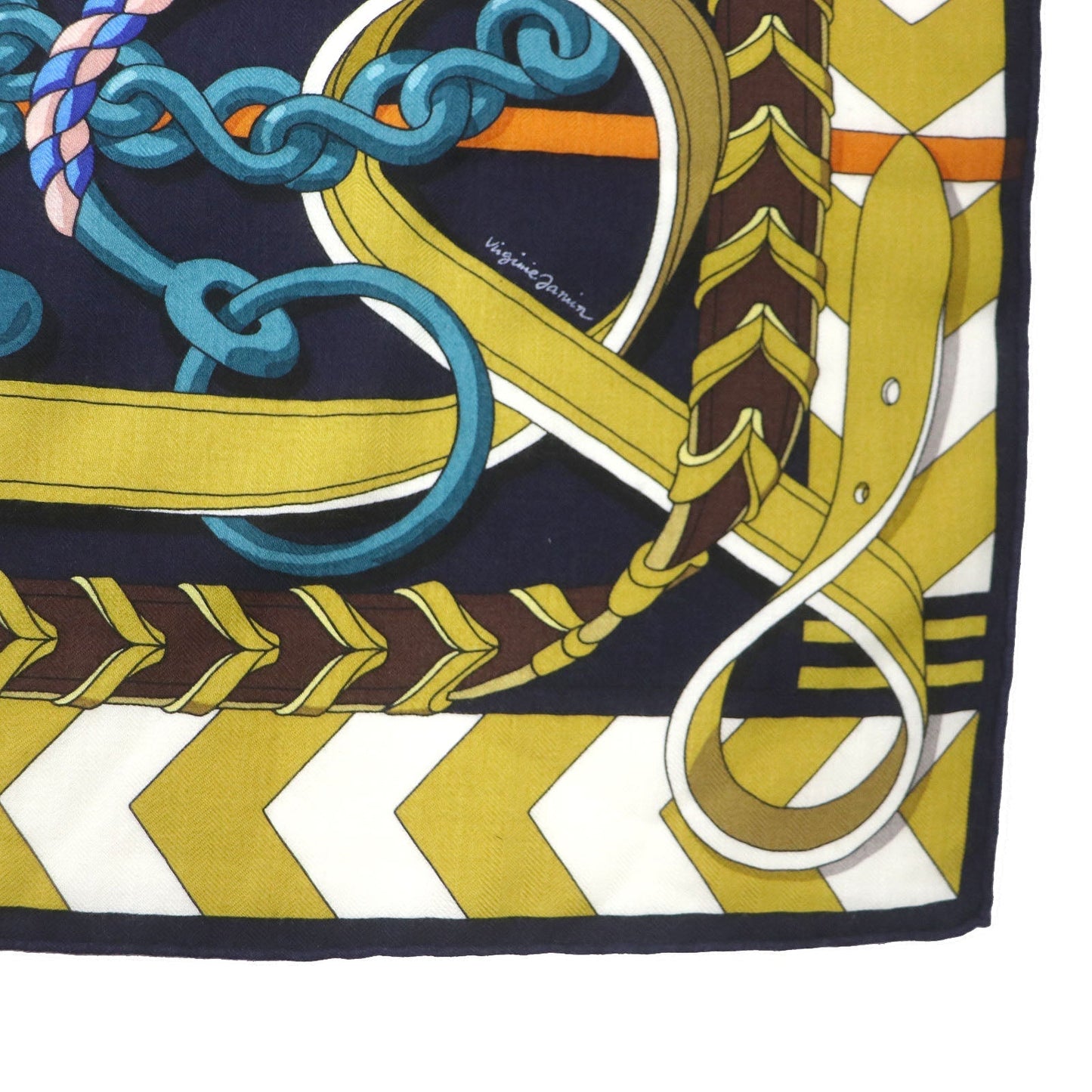 HERMES Stall Main: 70% cashmere, Main: 30% silk Navy type Women Used