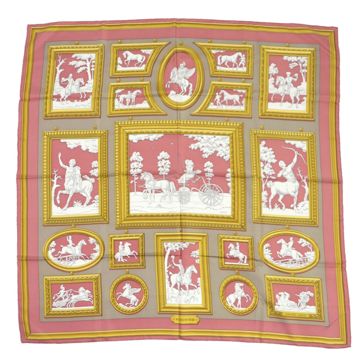HERMES Stall Main: 100% silk Smokey pink Carre90 Women Used