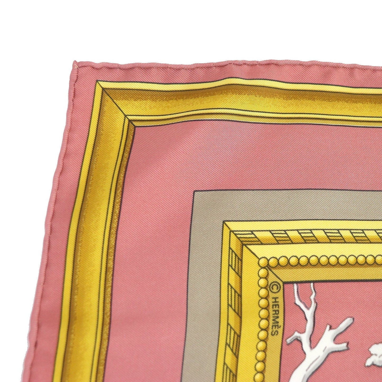 HERMES Stall Main: 100% silk Smokey pink Carre90 Women Used