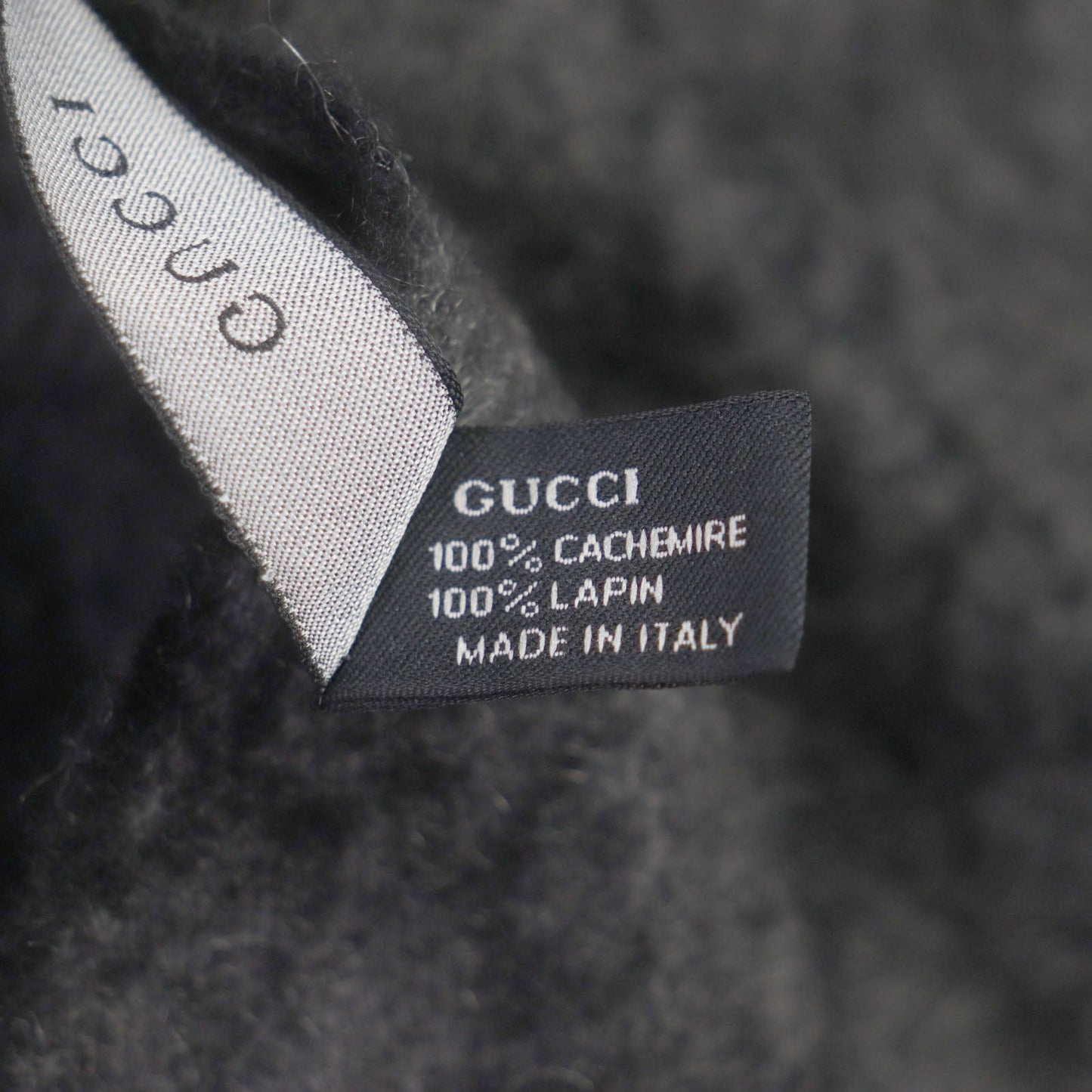 GUCCI Scarf Main: 100% cashmere, fur: 100% lapin Gray black Women Used