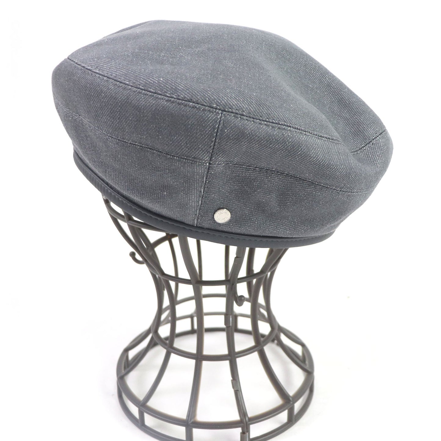 HERMES beret cotton gray Saint Honoré