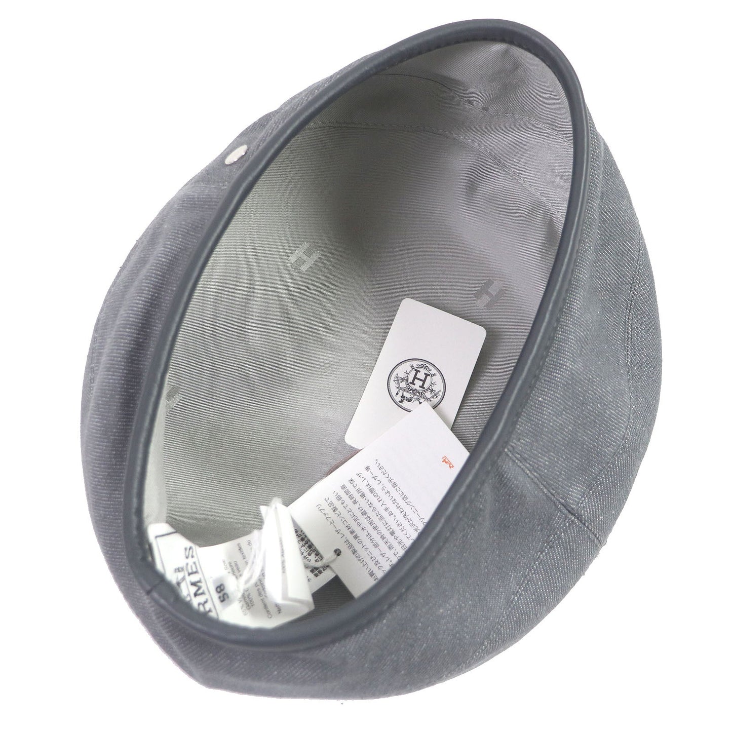 HERMES beret cotton gray Saint Honoré