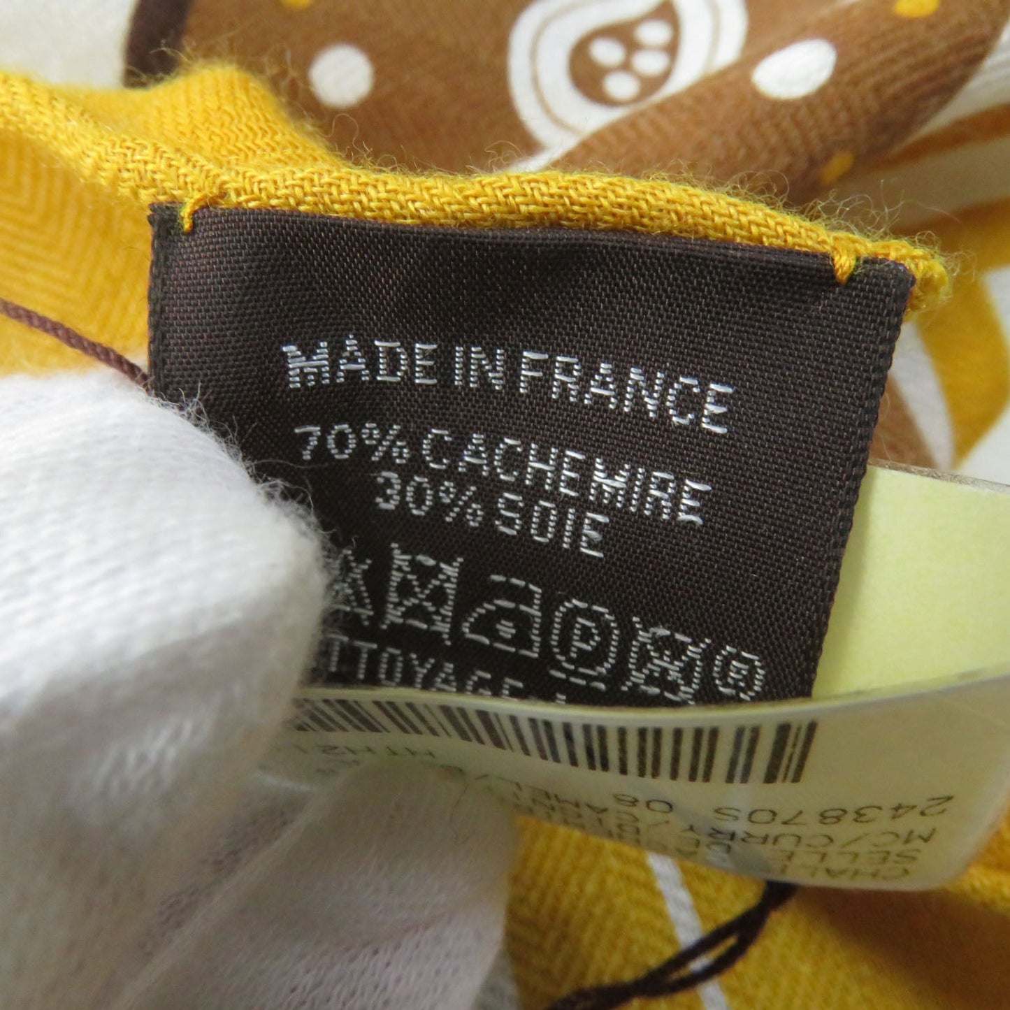 HERMES scarf cashmere Yellow brown Carre140 SELLE DE DIGNITAIRE Saddle of the Dignitary