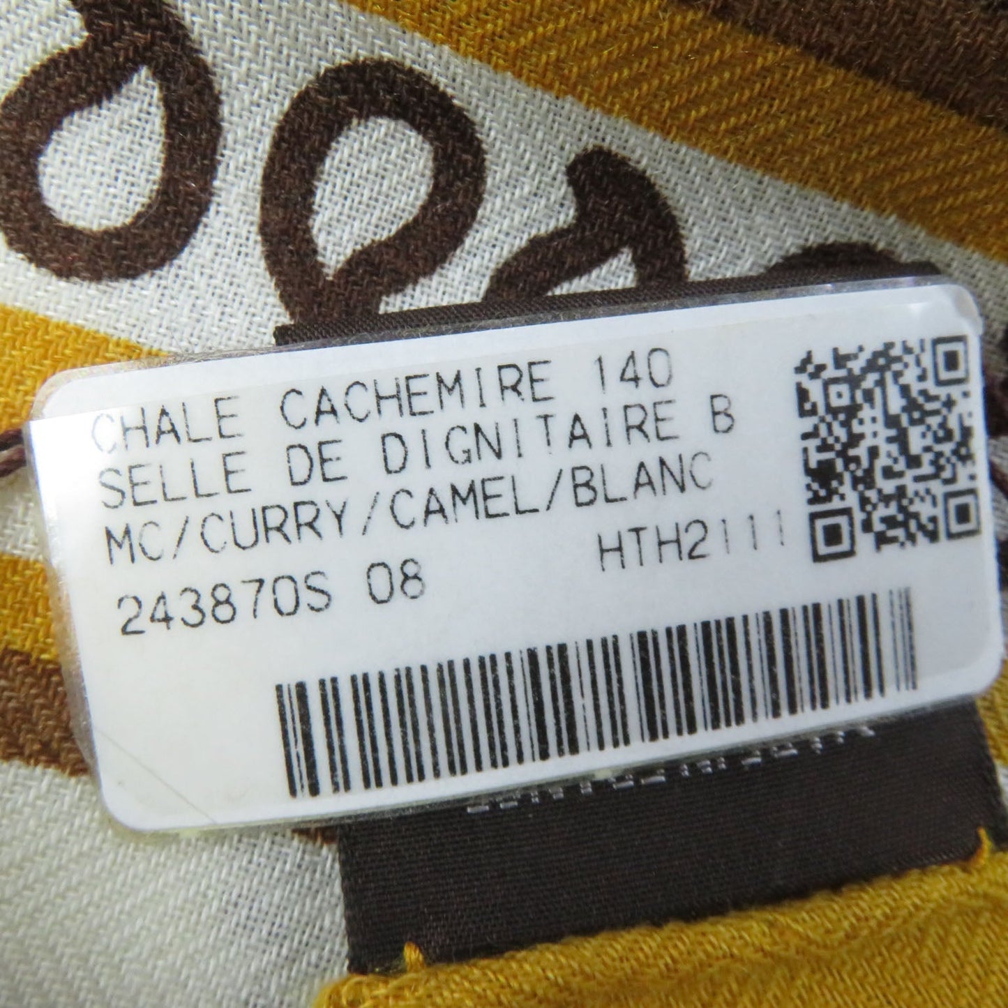 HERMES scarf cashmere Yellow brown Carre140 SELLE DE DIGNITAIRE Saddle of the Dignitary