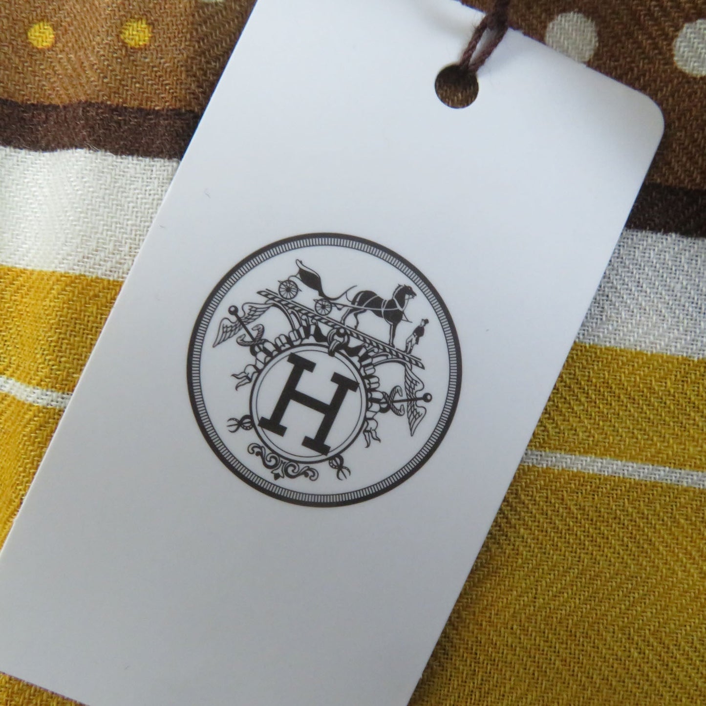 HERMES scarf cashmere Yellow brown Carre140 SELLE DE DIGNITAIRE Saddle of the Dignitary