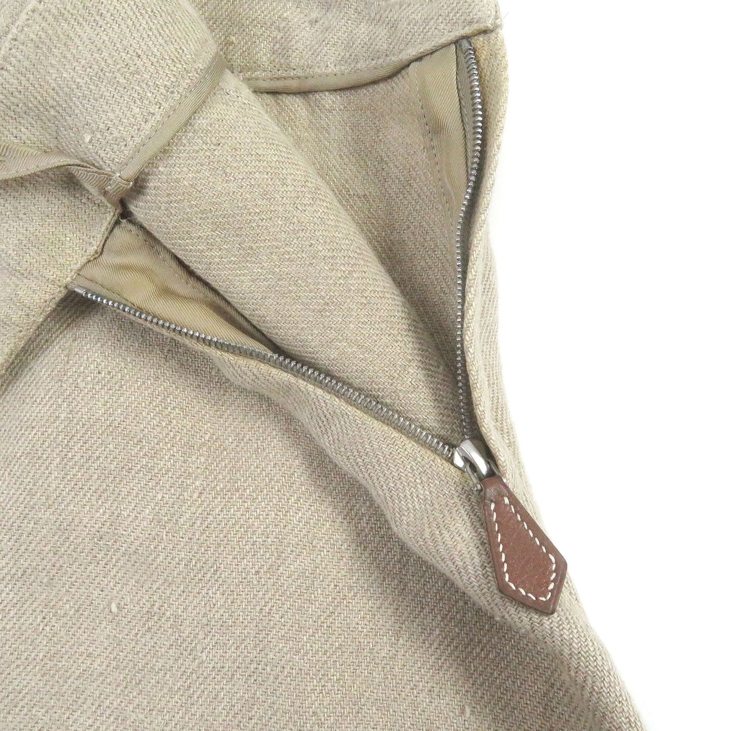 HERMES Tight Skirt Main: 100% linen beige Women 36 Used