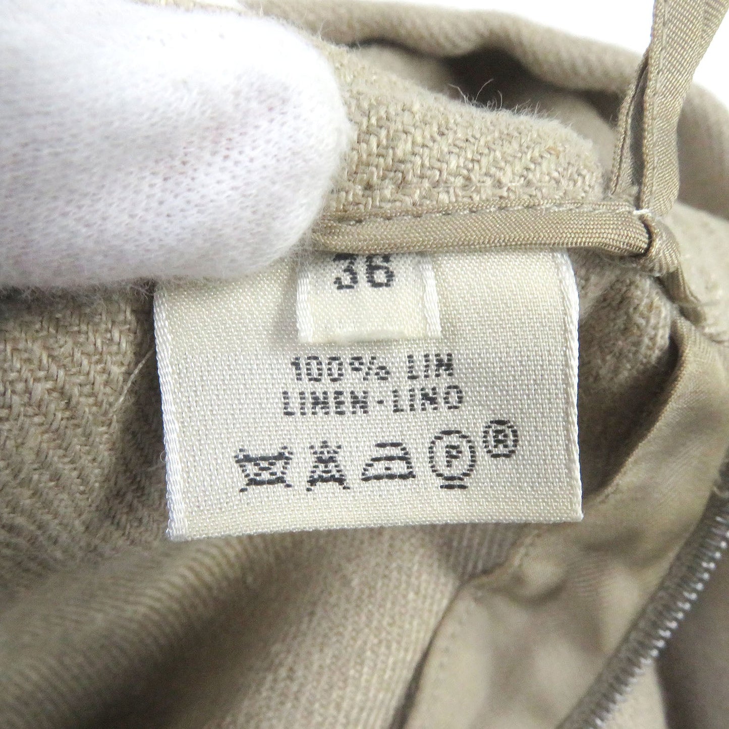 HERMES Tight Skirt Main: 100% linen beige Women 36 Used