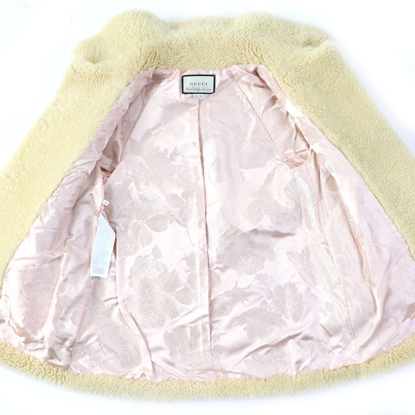 GUCCI Mouton coat 637810 Ramfer Ivory 38