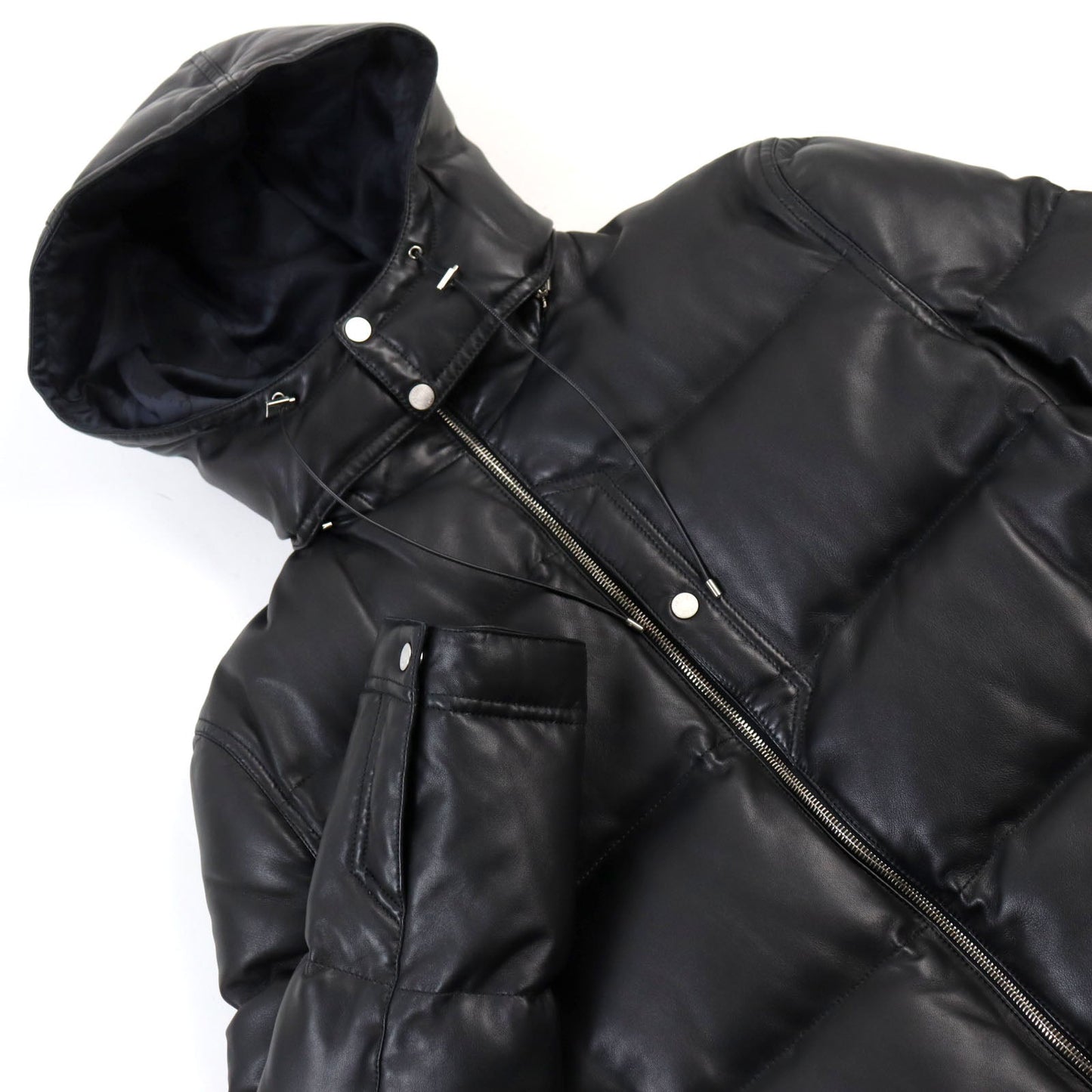 HERMES leather jacket 12-5007 Outer: Lamb leather, Lining: 100% silk, Filling: 95% down, Filling: 5% feather black mens 48 Used