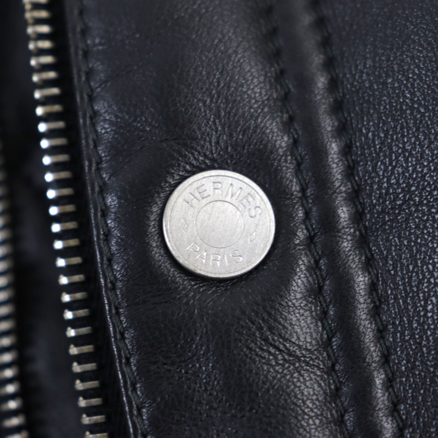HERMES leather jacket 12-5007 Outer: Lamb leather, Lining: 100% silk, Filling: 95% down, Filling: 5% feather black mens 48 Used