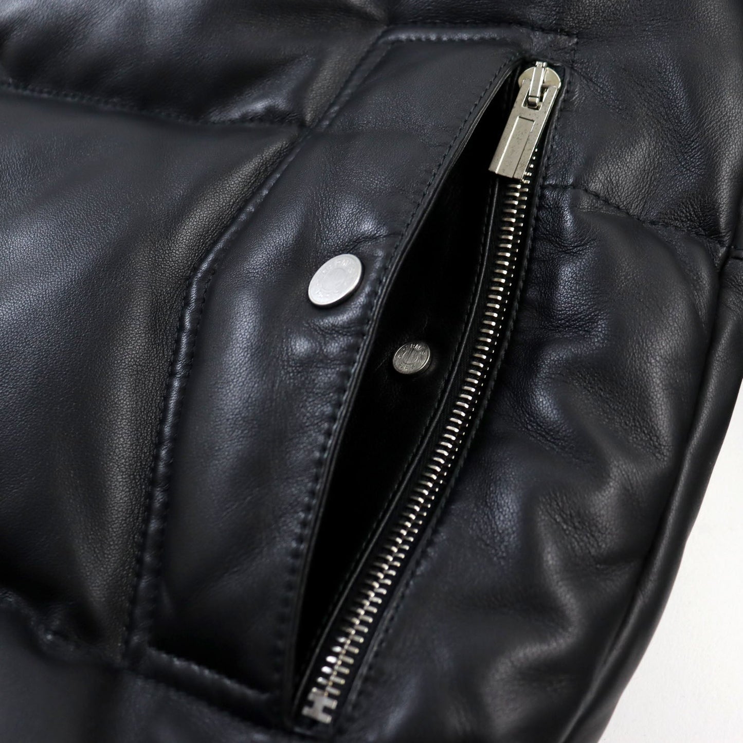 HERMES leather jacket 12-5007 Outer: Lamb leather, Lining: 100% silk, Filling: 95% down, Filling: 5% feather black mens 48 Used