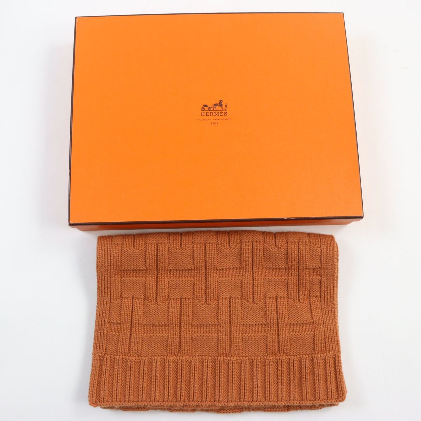 HERMES Scarf Main: 100% cashmere Orange mens Used
