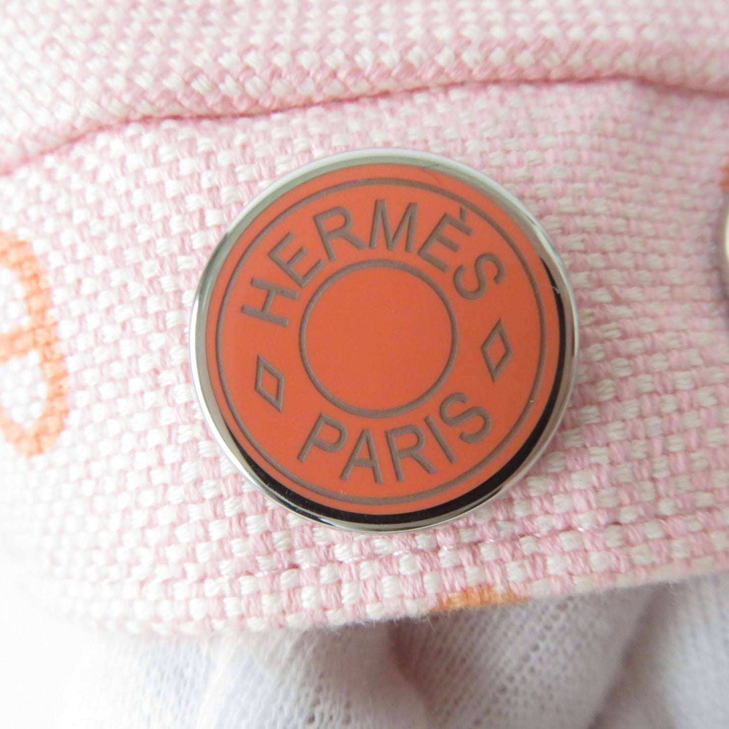 HERMES Casquette cotton Baby pink x orange Vauban