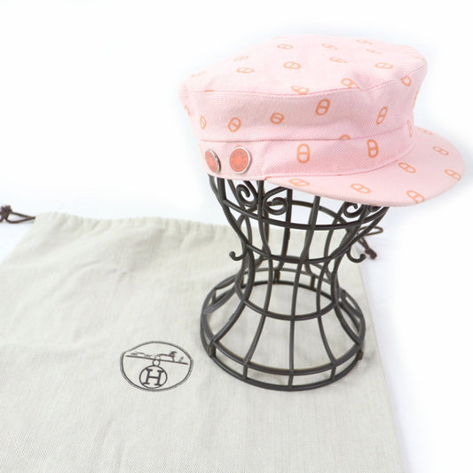 HERMES Casquette cotton Baby pink x orange Vauban