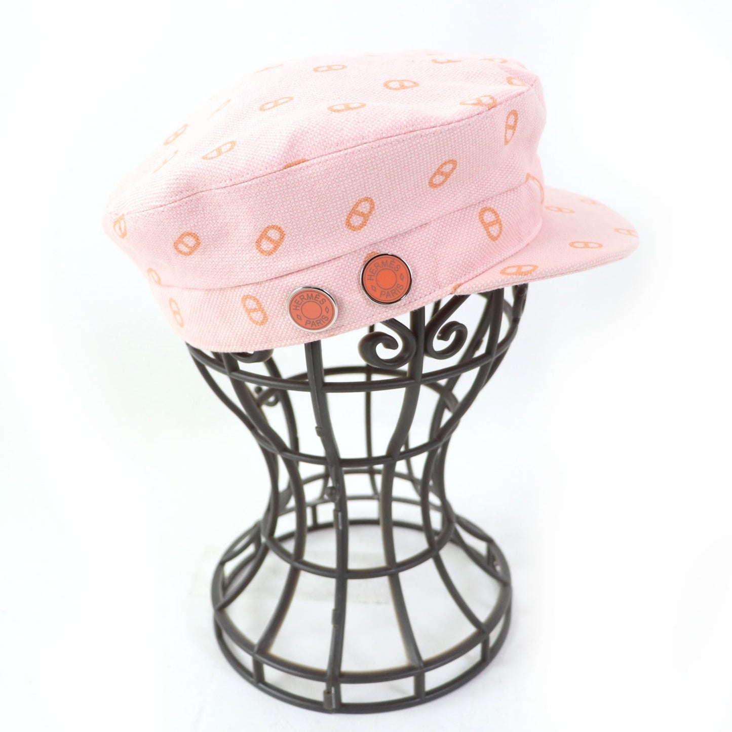 HERMES Casquette cotton Baby pink x orange Vauban
