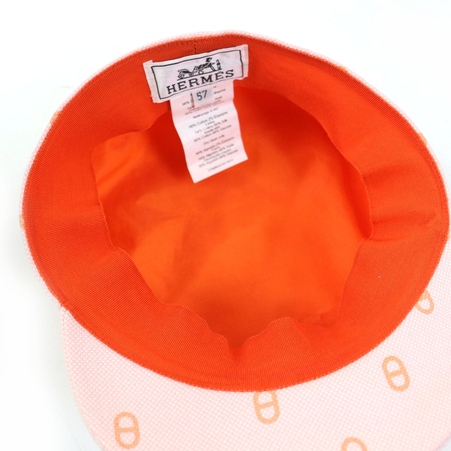 HERMES Casquette cotton Baby pink x orange Vauban