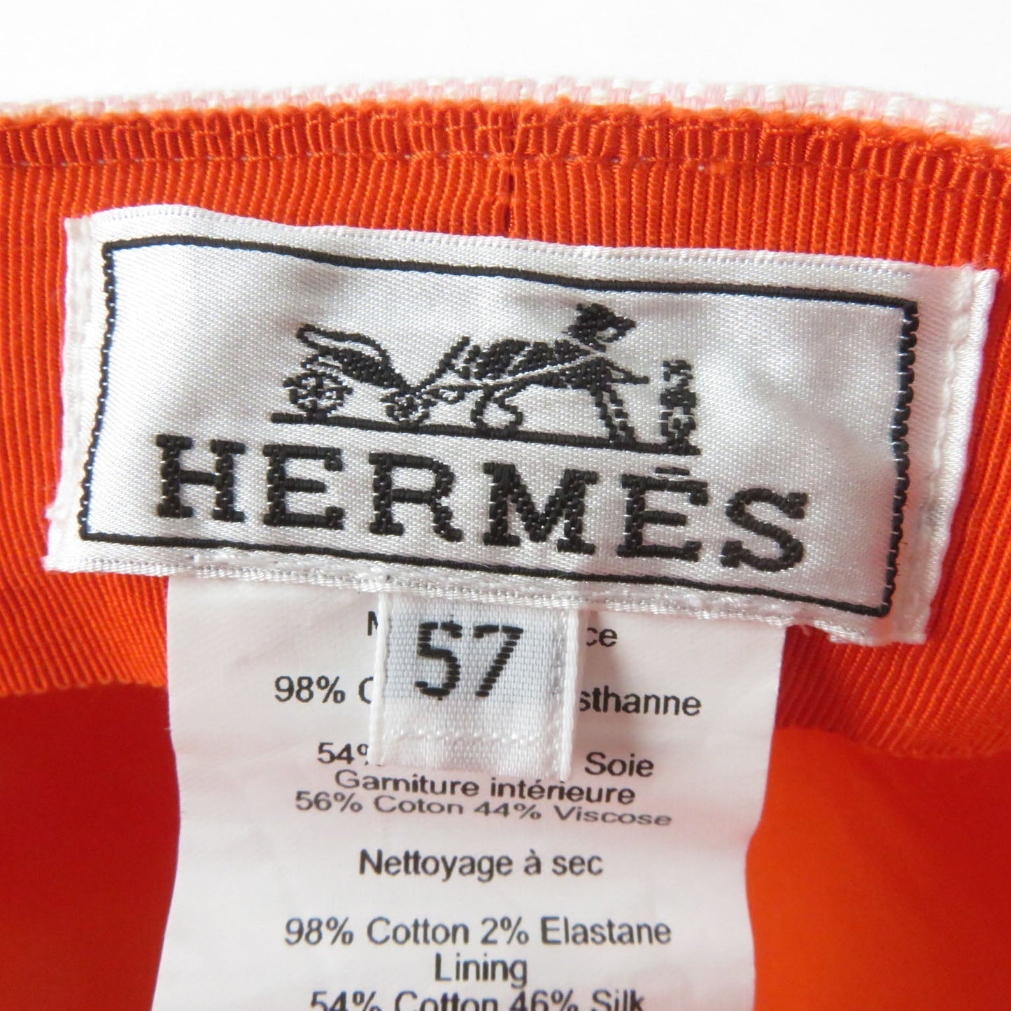 HERMES Casquette cotton Baby pink x orange Vauban