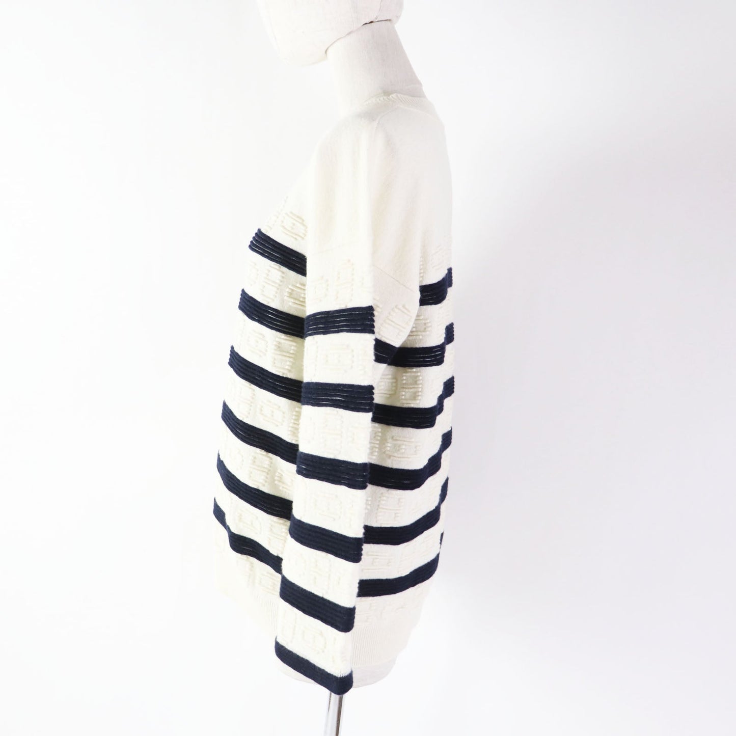 HERMES knit 3E2524D2 cashmere White navy 34