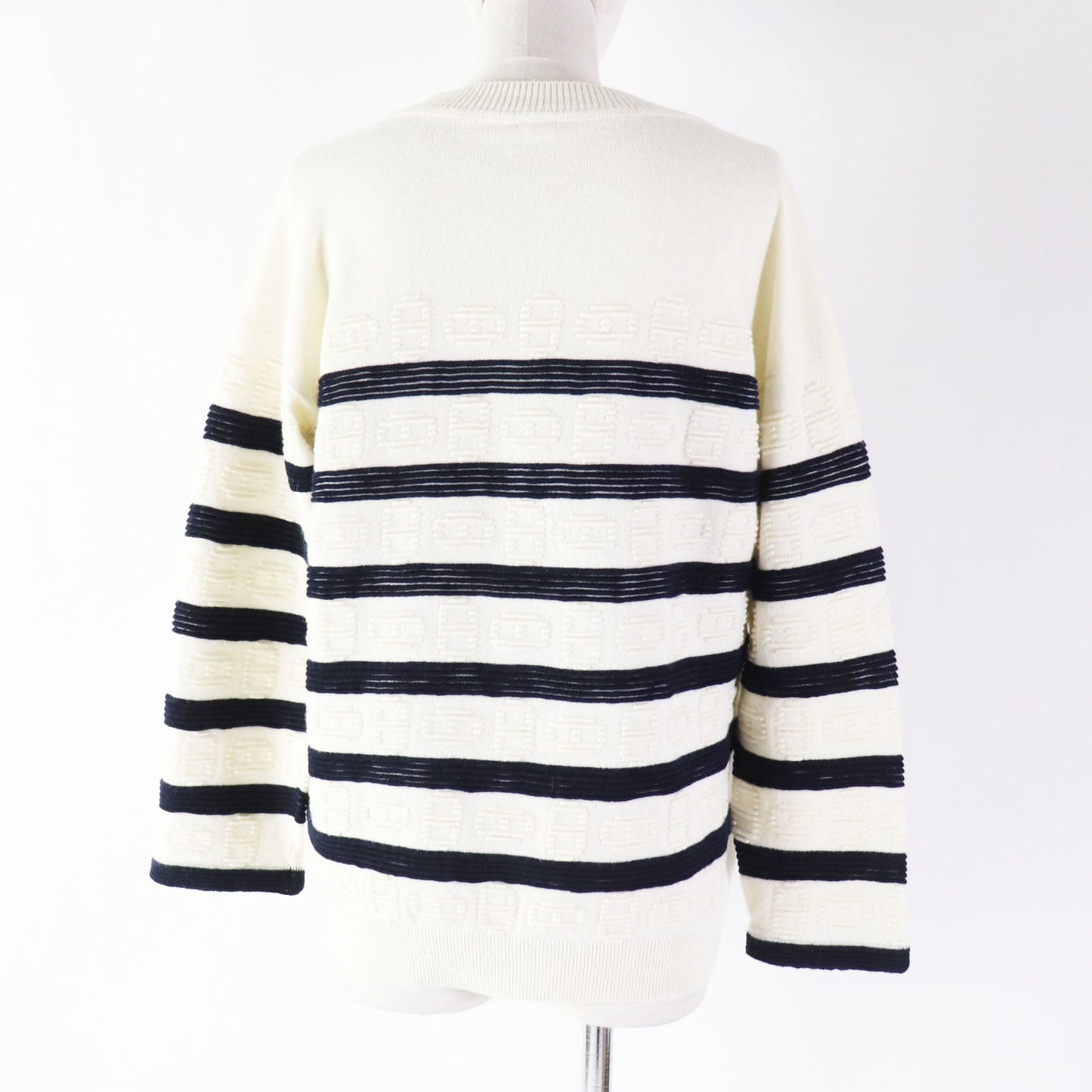 HERMES knit 3E2524D2 cashmere White navy 34
