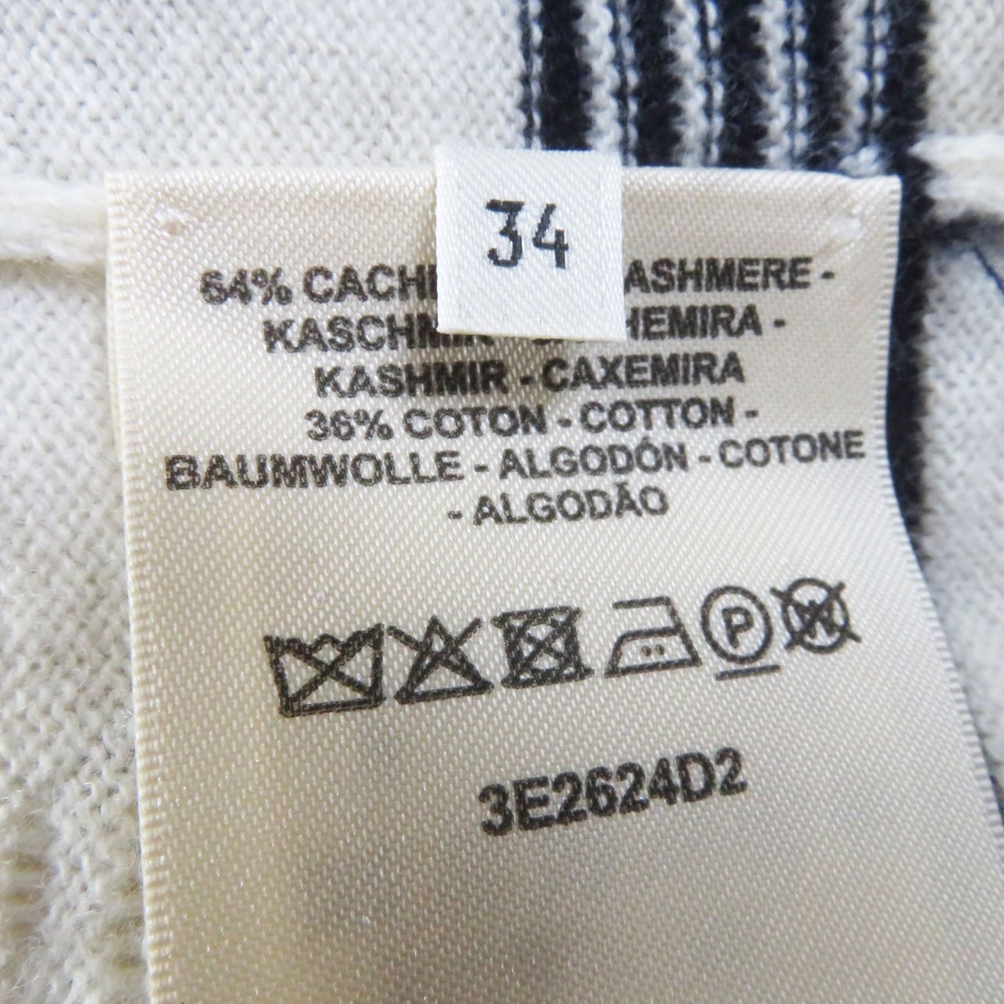 HERMES knit 3E2524D2 cashmere White navy 34