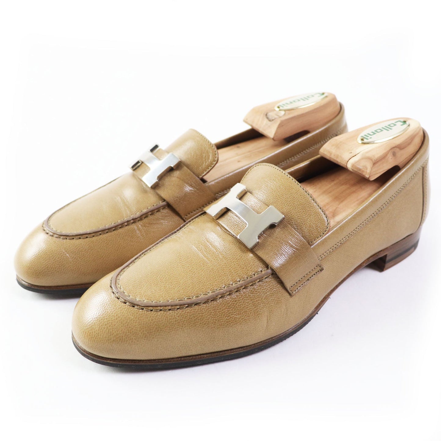 HERMES loafers 172108ZF6355 leather beige Moccasins Paris Constance 35.5