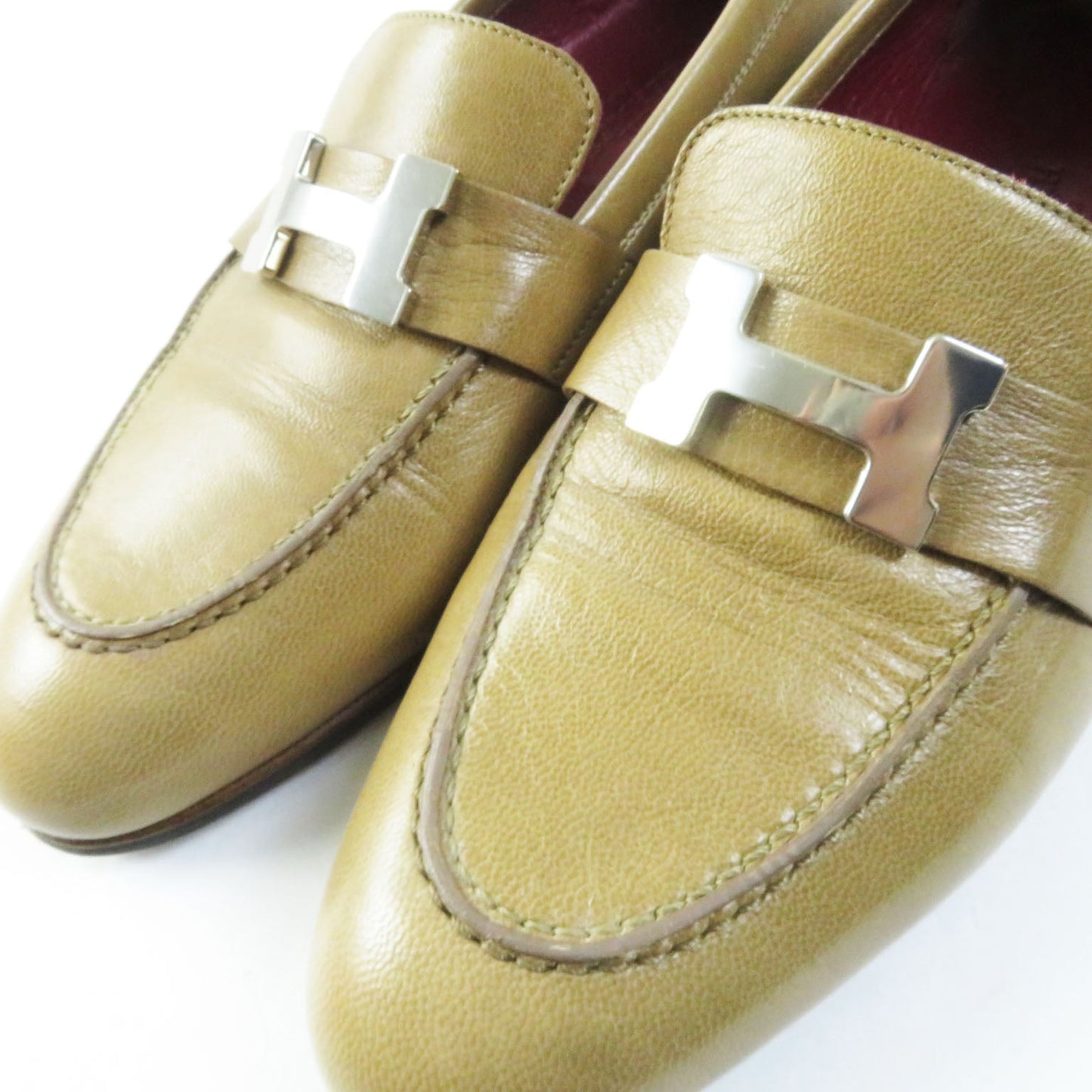 HERMES loafers 172108ZF6355 leather beige Moccasins Paris Constance 35.5