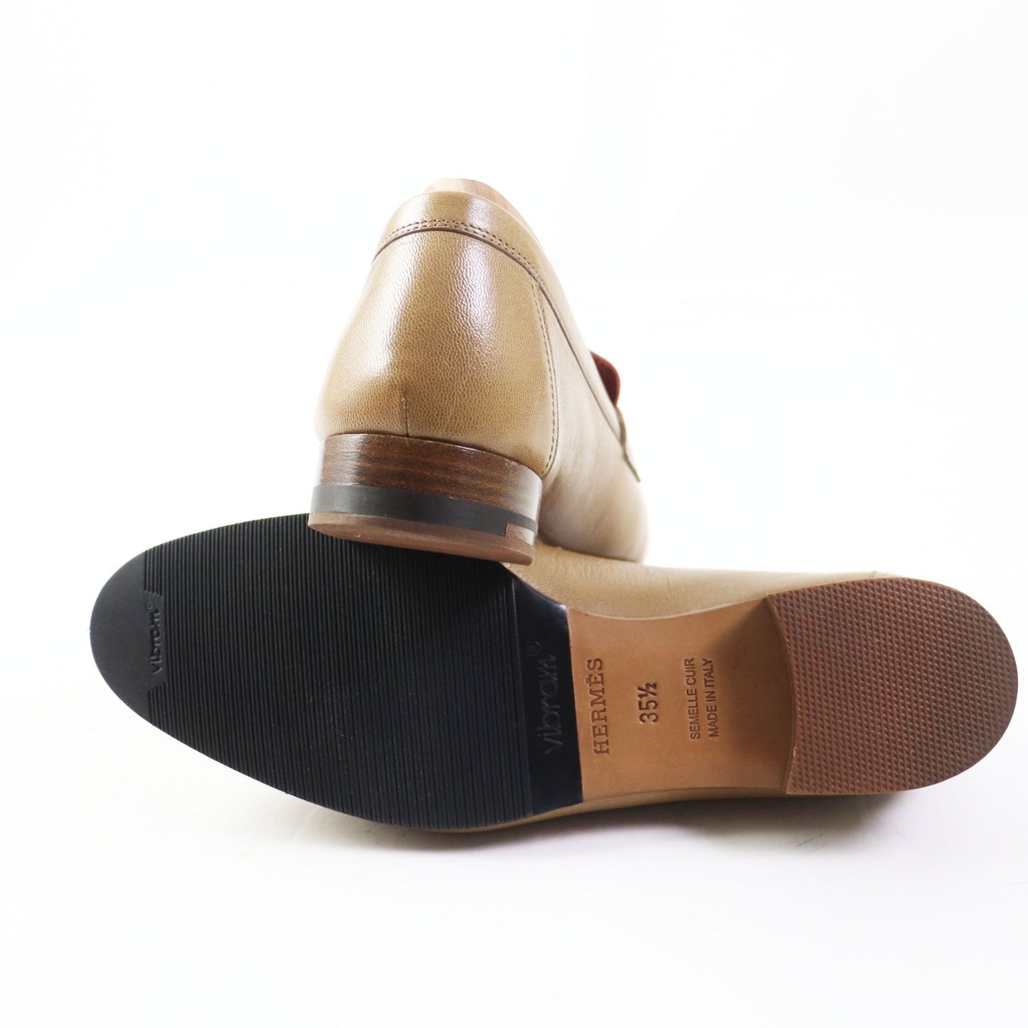HERMES loafers 172108ZF6355 leather beige Moccasins Paris Constance 35.5