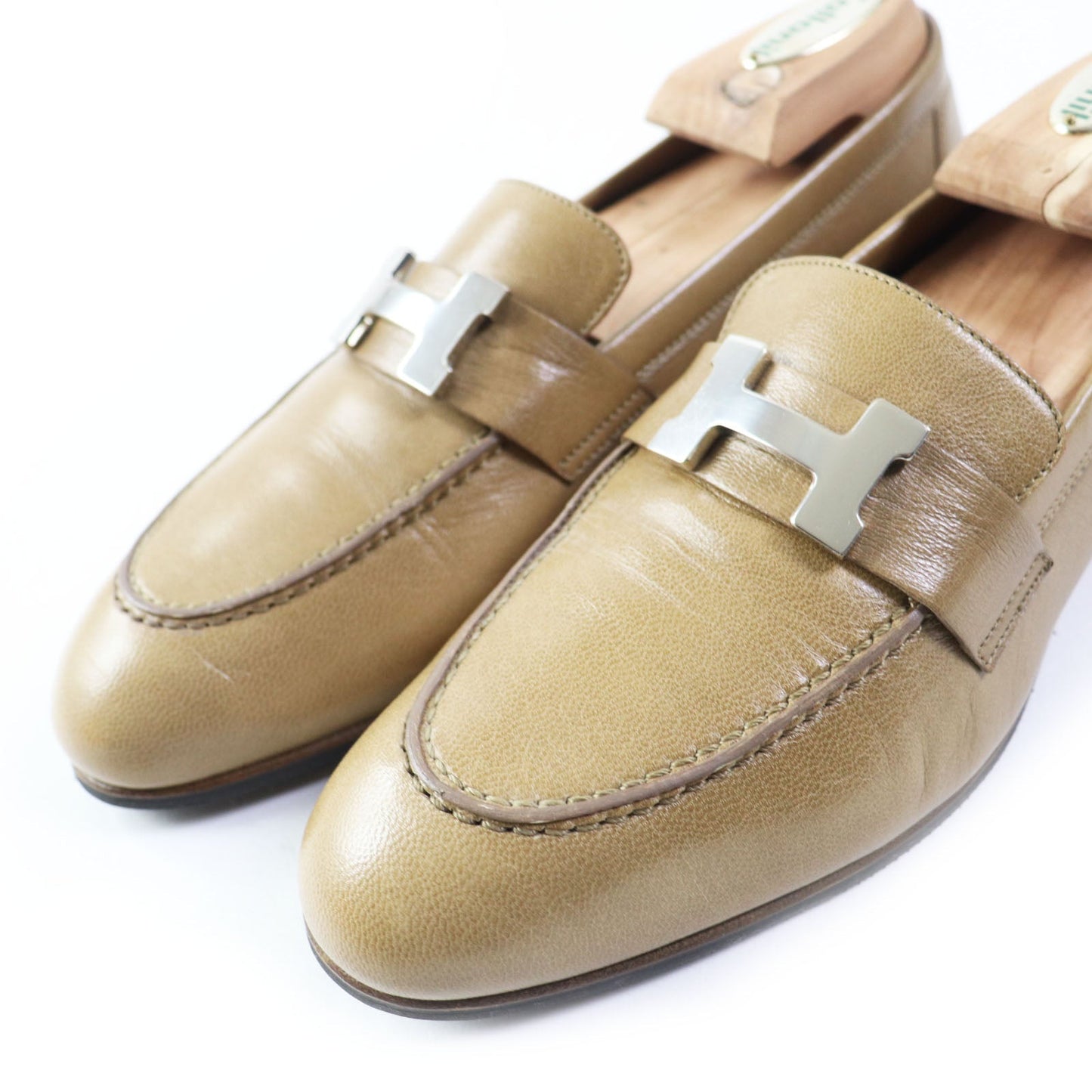 HERMES loafers 172108ZF6355 leather beige Moccasins Paris Constance 35.5