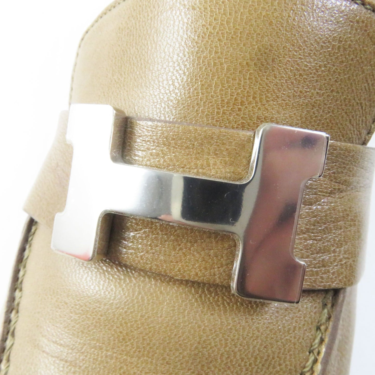 HERMES loafers 172108ZF6355 leather beige Moccasins Paris Constance 35.5