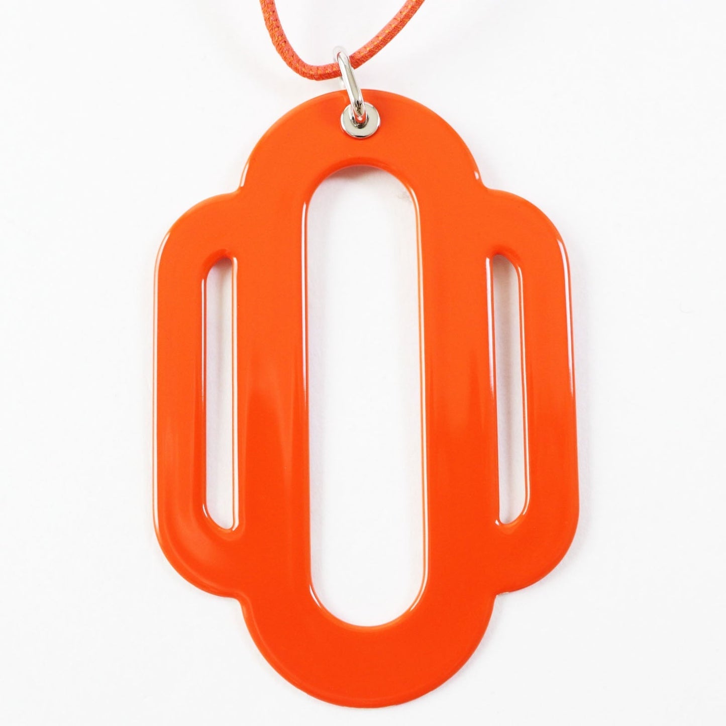 HERMES Necklace metal Orange pink Atrage