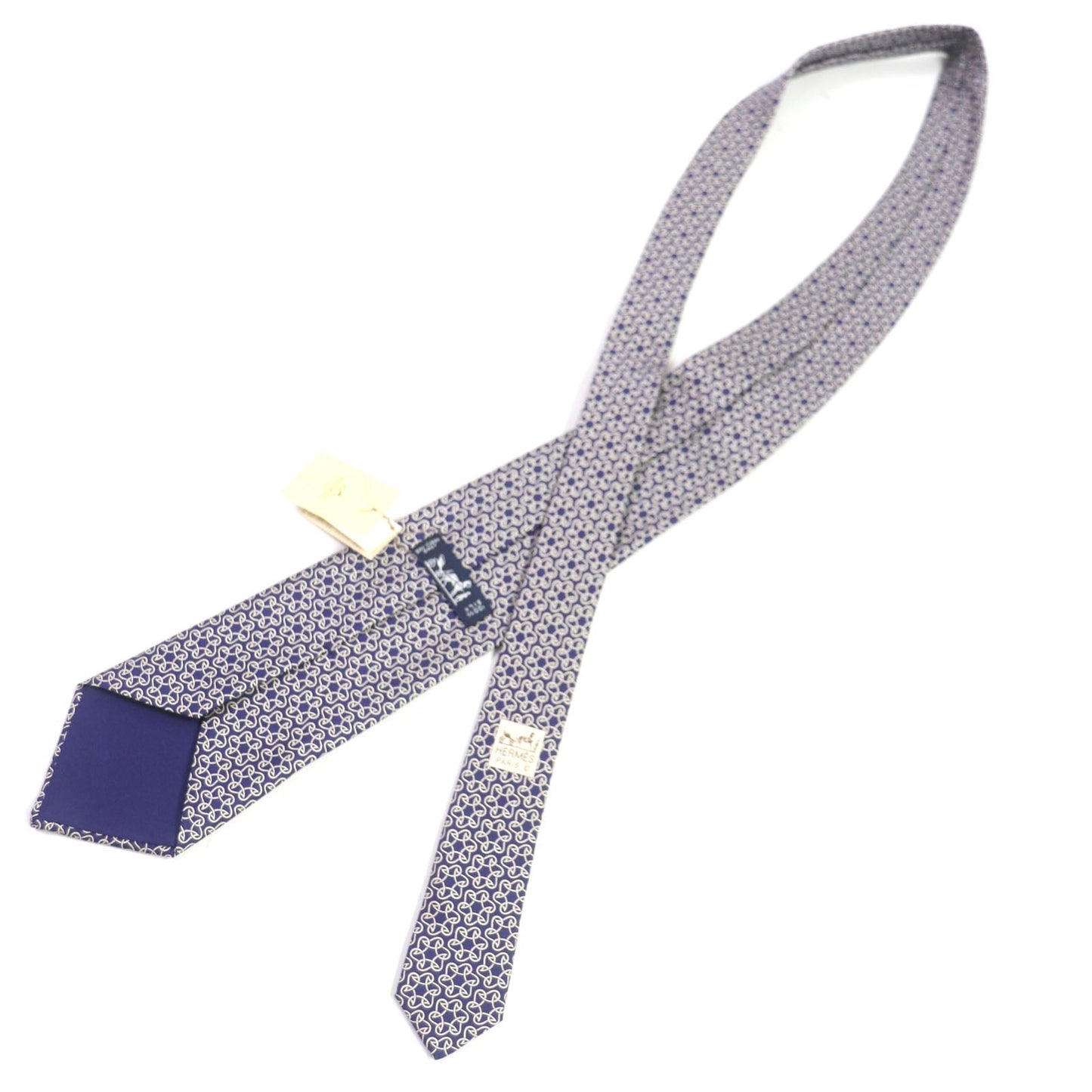 HERMES tie 005367T-02 silk blue Clavat