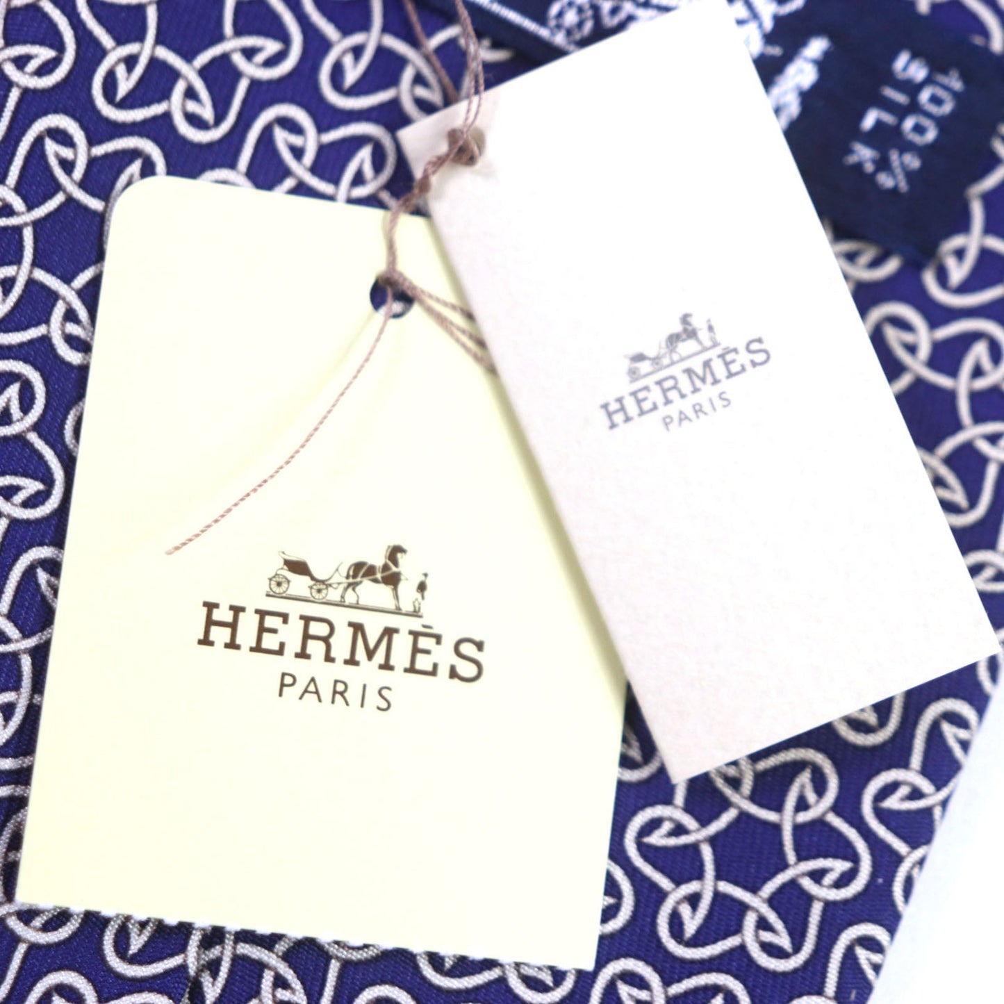 HERMES tie 005367T-02 silk blue Clavat