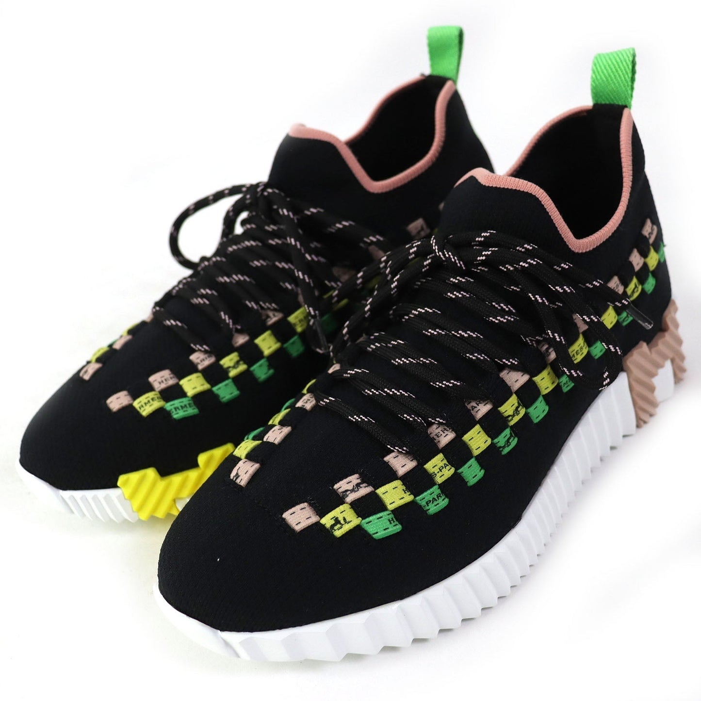 HERMES sneakers knit Black multicolor 35 1/2