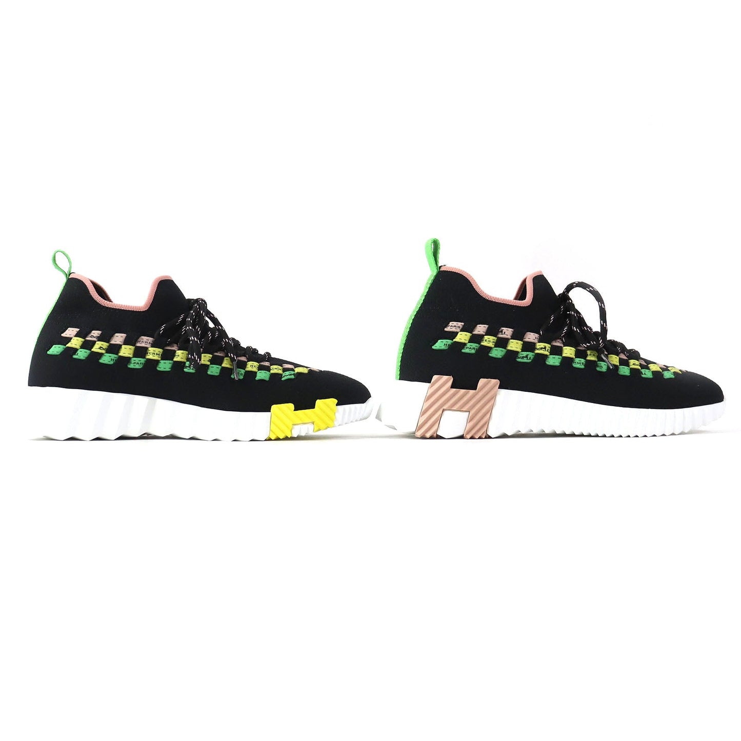 HERMES sneakers knit Black multicolor 35 1/2