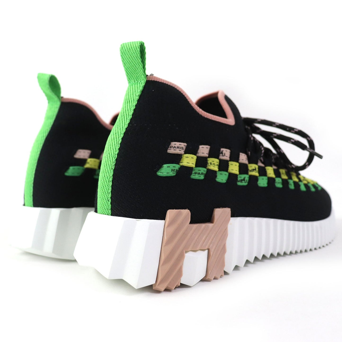 HERMES sneakers knit Black multicolor 35 1/2