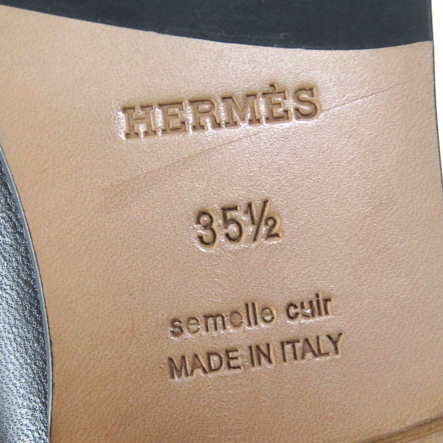 HERMES Moccasin 231086Z leather black 35.5